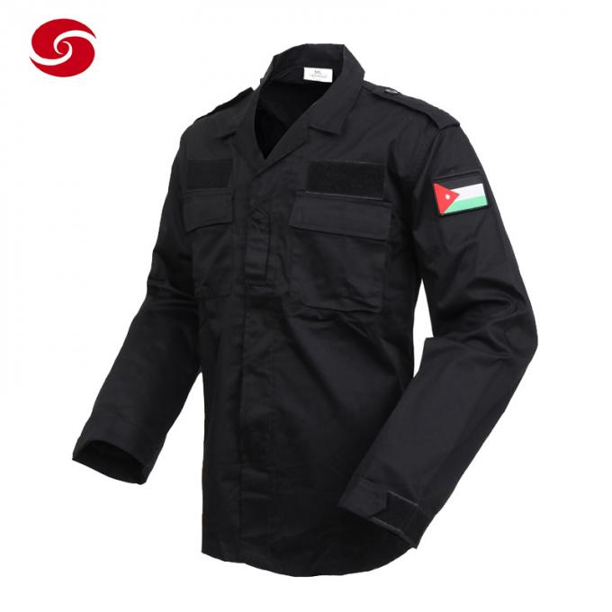 Langärmliger schwarzer Polizei-Sicherheitsbeamte Uniform Shirt